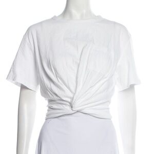 Alexander Wang White Short Sleeve Cropped T-Shirt With Knot Detail Size XS
